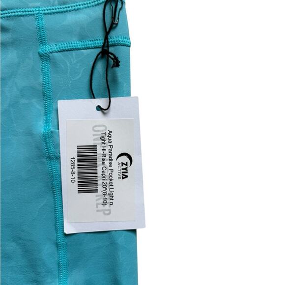 NWT Zyia Active Aqua Paradise pocket light n tight high rise capri size 8-10 - Picture 2 of 7